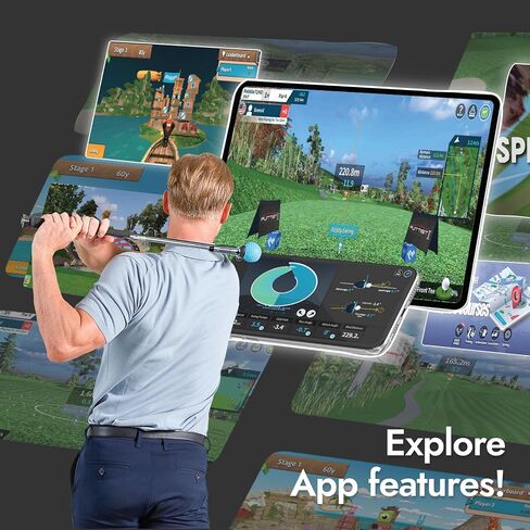 PHIGOLF Phigolf2 Golf Simulator with Swing Stick for Indoor & Outdoor Use, Golf Swing Trainer with Upgraded Motion Sensor & 3D Swing Analysis, Compatible E6 Connect APP, Works with Smartdevices in Saudi Arabia