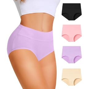 Women's Cotton Underwear High Waisted Ladies Panties Soft Full Coverage Postpartum Briefs 4 Pack in Kuwait