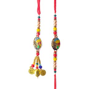 Satvik زوجين Rakhi: Bhaiya Bhabhi Rakhi مجموعة مع حامل Kumkum Thali و Roli Chawal و Carding Card و Soun - احتفل Raksha Bandhan بالأناقة والتقاليد in Kuwait