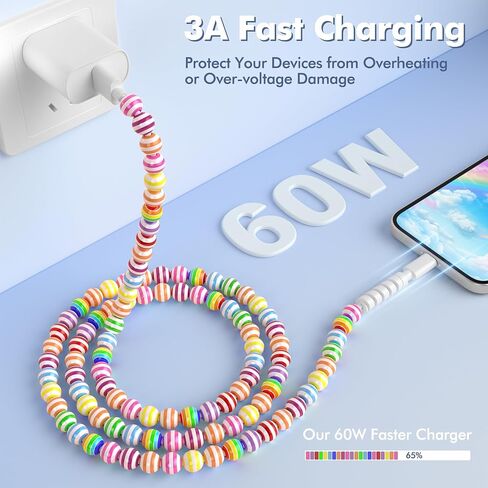 Cololden for iPhone Charger Cord 3.3ft USB إلى كابل iPhone لشاحن iPhone ، شحن سريع أنيقة أسود للرجال للرجال 66W USB كابل لـ iPhone 14 13 12 11 PRO MAX XR XS MAX IPAD PRO/AIR/MINI in Kuwait
