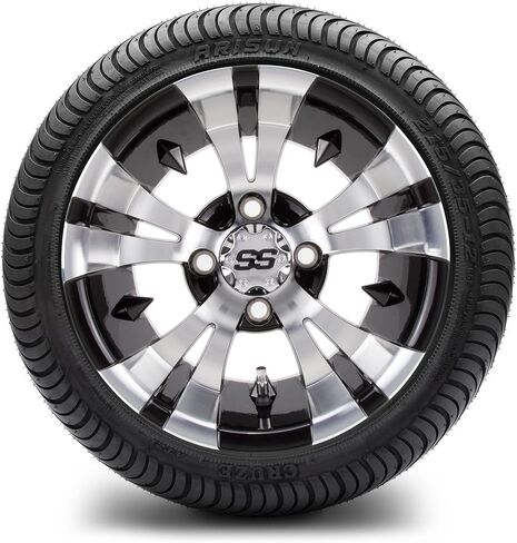 MODZ® Vampire Machined Black 12" Golf Cart Wheels and Arisun Cruze (215/35-12) DOT Low Profile Golf Cart Tires Combo - Set of 4 in Saudi Arabia