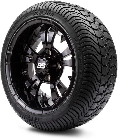 MODZ® Vampire Machined Black 12" Golf Cart Wheels and Arisun Cruze (215/35-12) DOT Low Profile Golf Cart Tires Combo - Set of 4 in Kuwait