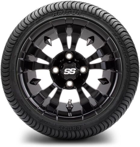 MODZ® Vampire Machined Black 12" Golf Cart Wheels and Arisun Cruze (215/35-12) DOT Low Profile Golf Cart Tires Combo - Set of 4 in Kuwait