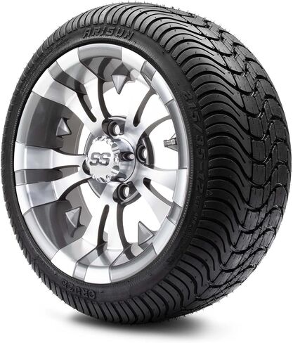 MODZ® Vampire Machined Black 12" Golf Cart Wheels and Arisun Cruze (215/35-12) DOT Low Profile Golf Cart Tires Combo - Set of 4 in Kuwait