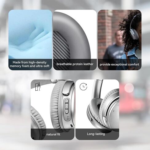 أسماء الأذن البديلة لسماعات Bose QC35 II و QC35 - أدوات تحديد المواقع المهنية ، وتشمل ، ورغوة الذاكرة التي تتميز بالضوضاء والجلد التنفس (الأسود) in Kuwait