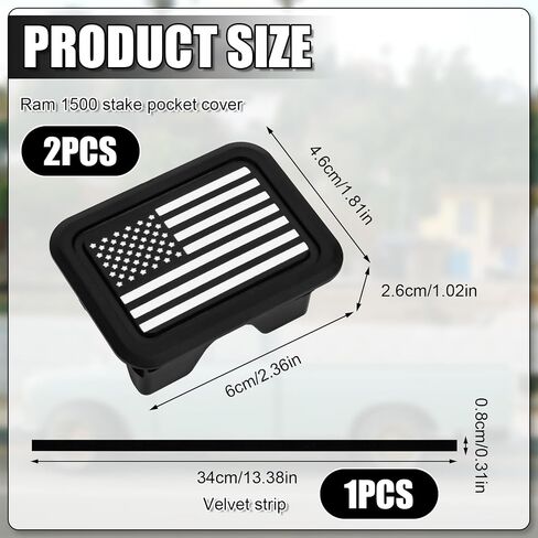 2PCS Courge Account Coves for RAM 1500 ، سهلة تثبيت سرير الشاحنة قبعات السكك الحديدية الشاحنة لدودج رام 2019-2024 الملحقات (نمط العلم الأمريكي) in Saudi Arabia