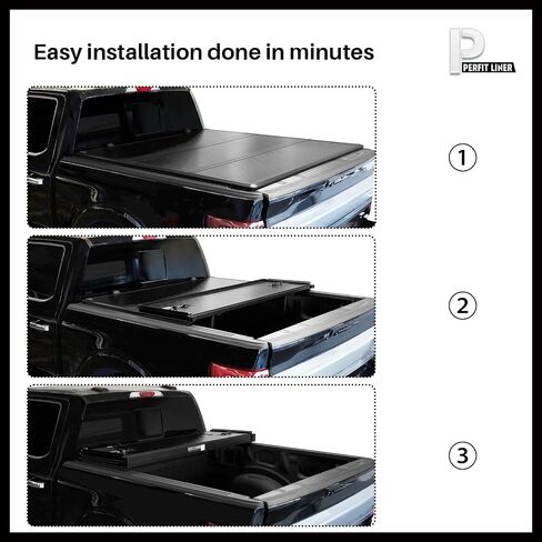 Perfit Liner 5 FT (61") Bed FRP Hard Tri-Fold Tonneau Cover for 2019-2024 Ford Ranger Truck Cargo Topper, Hard Top, 3-Folding | Without Drilling | Not fit Cargo Management Rails | Easy to Install 2025 in Saudi Arabia