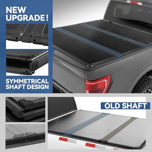 سلالة السيارات الناعمة Tri-Fold Bed Bed Tonneau تغطية متوافقة مع 1973-1998 Ford F-100 F-150 F-250 F-350 6.5ft/78inch Fleetside/Styleside Bed ، قمة أسود سوداء ناعمة in Kuwait