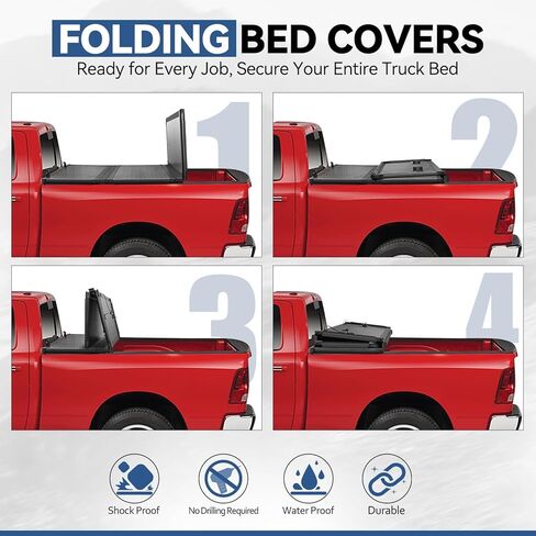 سلالة السيارات الناعمة Tri-Fold Bed Bed Tonneau تغطية متوافقة مع 1973-1998 Ford F-100 F-150 F-250 F-350 6.5ft/78inch Fleetside/Styleside Bed ، قمة أسود سوداء ناعمة in Kuwait