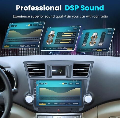 4Core 64g Rom Car Radio Stereo لـ Toyota Highlander 2008-2013: 10 '' Screen Screen Android 13 Stereo مع Carplay و Android Auto GPS Navigation Backuction Camera FM RDS Radio SWC in Kuwait
