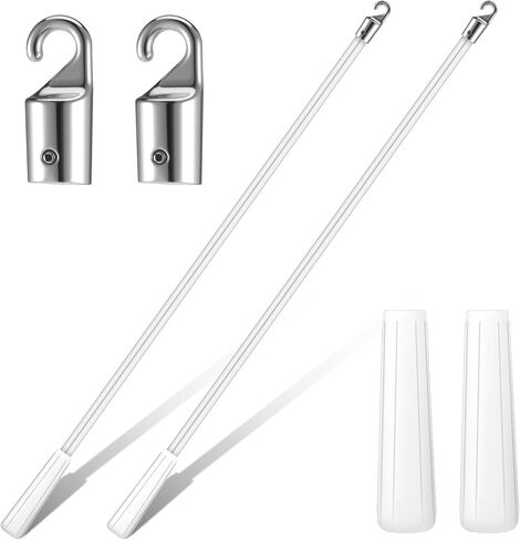 2 Pieces White Fiberglass Blind Wand 17 Inch Vertical Blinds Stick Replacement with Hook and Handle for Window Curtain Door Shades Opener Accessory in Saudi Arabia