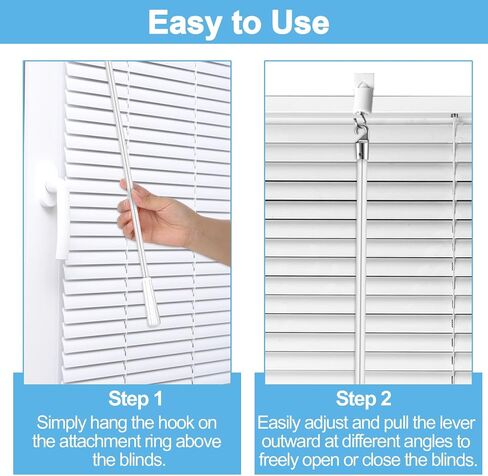 2 Pieces White Fiberglass Blind Wand 17 Inch Vertical Blinds Stick Replacement with Hook and Handle for Window Curtain Door Shades Opener Accessory in Saudi Arabia