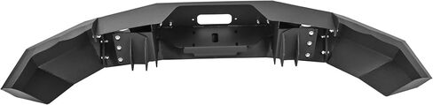 HECASA Front Bumper Compatible with 2002-2005 Dodge Ram 1500 w/Winch Mount & Round Light Hole & Tow Hook Hole Steel Powder Coated Black 3PCs (2 Packages) in Saudi Arabia