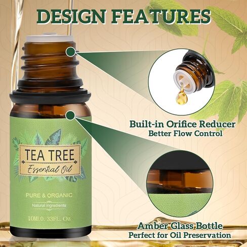 Tea Tree Essential Oil, Pure and Natural Essential Oils for Skin, Hair, Nails, Premium Tea Tree Oil Perfect for Diffuser, Soap Making and Aromatherapy (0.33 FL Oz) in Saudi Arabia