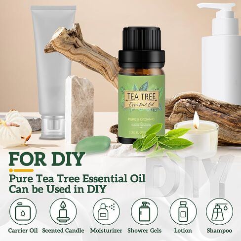 Tea Tree Essential Oil, Pure and Natural Essential Oils for Skin, Hair, Nails, Premium Tea Tree Oil Perfect for Diffuser, Soap Making and Aromatherapy (0.33 FL Oz) in Saudi Arabia