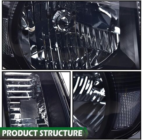 Grand Orange المصابيح الأمامية التجميع المتوافقة مع Toyota Tacoma 2005 2006 2007 2008 2009 2010 2011 Bumper Headpamp Smoke Lens Black Housing Reflector in Kuwait