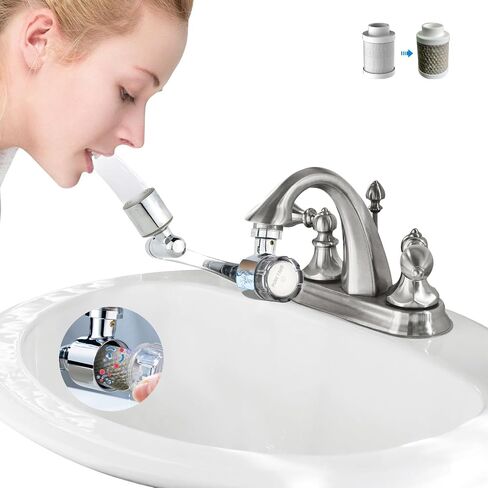 Water Filter for Sink Faucet,1080° Rotating Tap Extender, Remove Chlorine, Taste,Odor More Than 99% Relieve Dry, Rough&Itchy Senstive Skin for Bathroom Face Wash (3pcs Filter Replacements) in Saudi Arabia