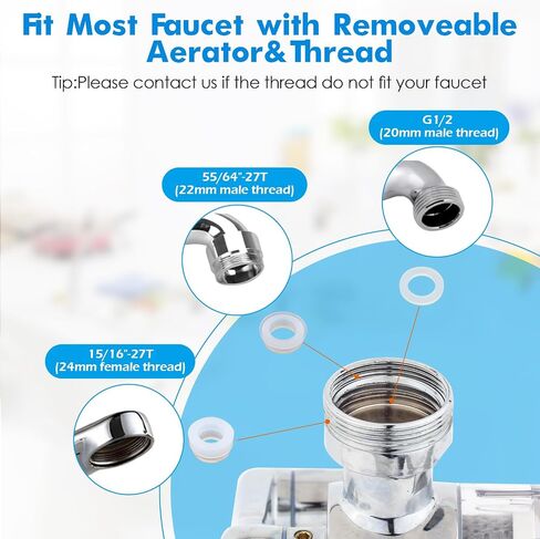 Water Filter for Sink Faucet,1080° Rotating Tap Extender, Remove Chlorine, Taste,Odor More Than 99% Relieve Dry, Rough&Itchy Senstive Skin for Bathroom Face Wash (3pcs Filter Replacements) in Saudi Arabia