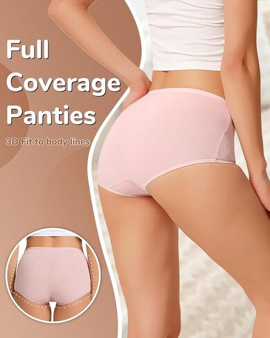 Women's Cotton Underwear High Waisted Ladies Panties Soft Full Coverage Postpartum Briefs 4 Pack in Kuwait