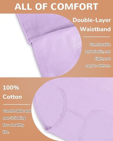 Women's Cotton Underwear High Waisted Ladies Panties Soft Full Coverage Postpartum Briefs 4 Pack in Kuwait