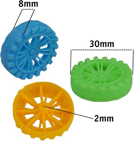 Large Plastic Project Wheels and Axles, for Mousetrap Car and Rubber Band Car Projects, 20 Wheels, 20 Rubber Bands, 10 Dowels in Kuwait