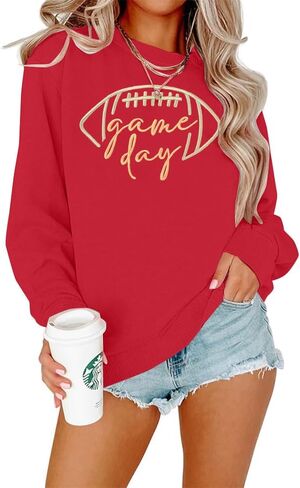 Egelexy Game Day Sweatshirt Football Thospits ： نساء كرة القدم التطريز Sweatshirts موسم كرة القدم in Saudi Arabia