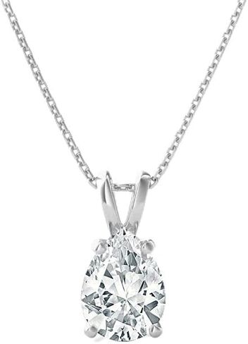 The Diamond Deal .25-1.00 Carat Pear Shape Brilliant Solitaire Lab-Grown Diamond Solitaire Pendant Necklace For Women Girls infants | 14k Yellow or White or Rose/Pink Gold With 18" Gold Chain in Kuwait