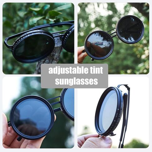 Dehiraen Men's Adjustable Tint Polarized Round Sunglasses – ND9 Stepless Lens with 1-9 Gear Transition, UV400 Protection, Retro Beach Shades for Fishing & Driving + Hard Case in Saudi Arabia