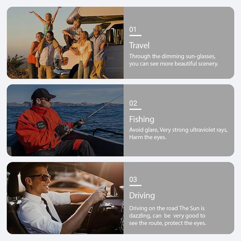 Dehiraen Men's Adjustable Tint Polarized Round Sunglasses – ND9 Stepless Lens with 1-9 Gear Transition, UV400 Protection, Retro Beach Shades for Fishing & Driving + Hard Case in Saudi Arabia
