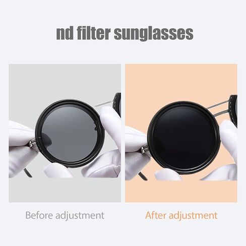 Dehiraen Men's Adjustable Tint Polarized Round Sunglasses – ND9 Stepless Lens with 1-9 Gear Transition, UV400 Protection, Retro Beach Shades for Fishing & Driving + Hard Case in Saudi Arabia