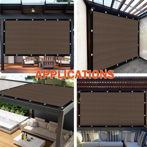 Sun Shade Cloth for Outdoor Patio,Pergola Shade Cover with Grommets Deck Shade Privacy Screen Balcony,90% UV Protection Shade Fabric Brown Sunshades for Garden Backyard Outdoor,Mocha-8x10FT in Kuwait