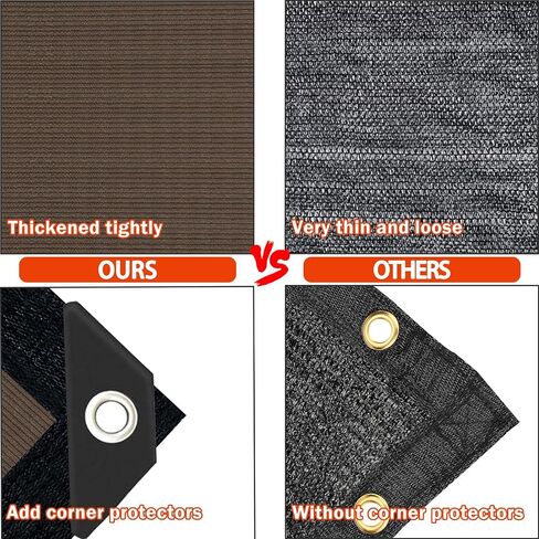 Sun Shade Cloth for Outdoor Patio,Pergola Shade Cover with Grommets Deck Shade Privacy Screen Balcony,90% UV Protection Shade Fabric Brown Sunshades for Garden Backyard Outdoor,Mocha-8x10FT in Kuwait