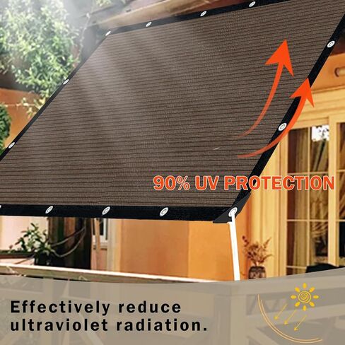 Sun Shade Cloth for Outdoor Patio,Pergola Shade Cover with Grommets Deck Shade Privacy Screen Balcony,90% UV Protection Shade Fabric Brown Sunshades for Garden Backyard Outdoor,Mocha-8x10FT in Kuwait