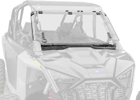 SuperATV Scratch Resistant 3-in-1 Flip Windshield for 2020-2021 Polaris RZR PRO XP, XP 4, Full, Half Or Vented Positions, Made of 1/4" Polycarbonate 250x Stronger than Glass, Pre-Assembled, USA Made in Saudi Arabia