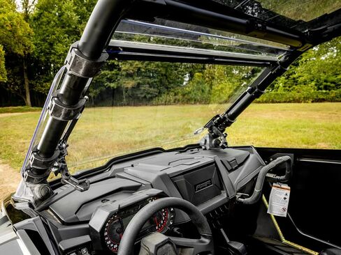 SuperATV Scratch Resistant 3-in-1 Flip Windshield for 2020-2021 Polaris RZR PRO XP, XP 4, Full, Half Or Vented Positions, Made of 1/4" Polycarbonate 250x Stronger than Glass, Pre-Assembled, USA Made in Saudi Arabia