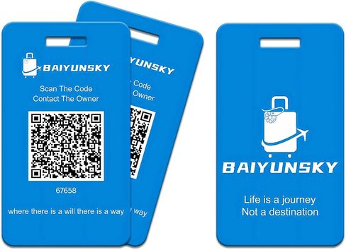 Smart Luggage Tags for Suitcases, 2 Pack QR Code Security Information Luggage Tag, Steel Ring, Waterproof Easy Identify Personalized Luggage Tags, No App or Subscription Needed (Blue) in Saudi Arabia
