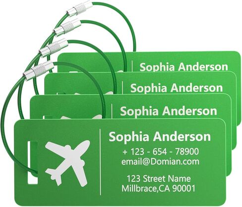 4 Personalized Metal Luggage Tags, Laser Engrave Name and Logo, Custom Aluminum Suitcase Tags with Steel Ring, for Travel, Backpack, Baggage (Blue) in Kuwait