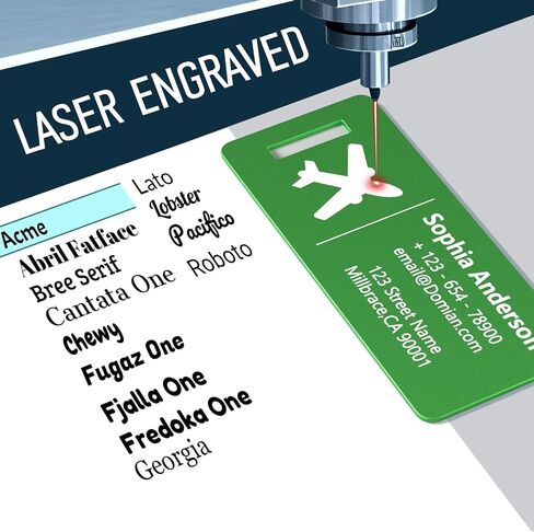 4 Personalized Metal Luggage Tags, Laser Engrave Name and Logo, Custom Aluminum Suitcase Tags with Steel Ring, for Travel, Backpack, Baggage (Blue) in Kuwait