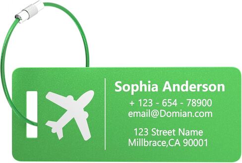 4 Personalized Metal Luggage Tags, Laser Engrave Name and Logo, Custom Aluminum Suitcase Tags with Steel Ring, for Travel, Backpack, Baggage (Blue) in Kuwait