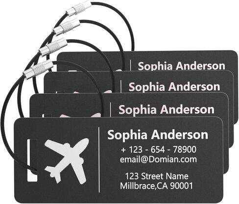 4 Personalized Metal Luggage Tags, Laser Engrave Name and Logo, Custom Aluminum Suitcase Tags with Steel Ring, for Travel, Backpack, Baggage (Blue) in Saudi Arabia