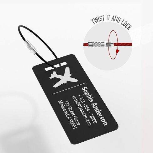 4 Personalized Metal Luggage Tags, Laser Engrave Name and Logo, Custom Aluminum Suitcase Tags with Steel Ring, for Travel, Backpack, Baggage (Blue) in Saudi Arabia