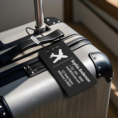 4 Personalized Metal Luggage Tags, Laser Engrave Name and Logo, Custom Aluminum Suitcase Tags with Steel Ring, for Travel, Backpack, Baggage (Blue) in Saudi Arabia