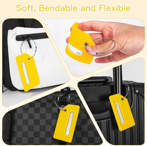 2 Pcs Silicone Luggage Tag for Suitcases with Stainless Loop, 8 Pcs Luggage Wheel Covers, Wear-Resistant, Anti-Noise, Silicone Luggage Wheel Protective Covers for 2-2.4" Spinner Wheel. (Yellow) in Saudi Arabia