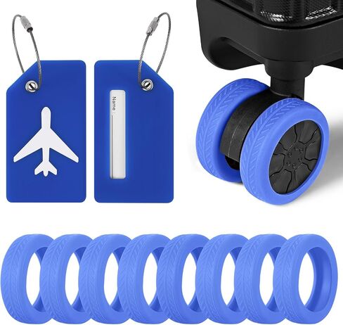 2 Pcs Silicone Luggage Tag for Suitcases with Stainless Loop, 8 Pcs Luggage Wheel Covers, Wear-Resistant, Anti-Noise, Silicone Luggage Wheel Protective Covers for 2-2.4" Spinner Wheel. (Yellow) in Saudi Arabia