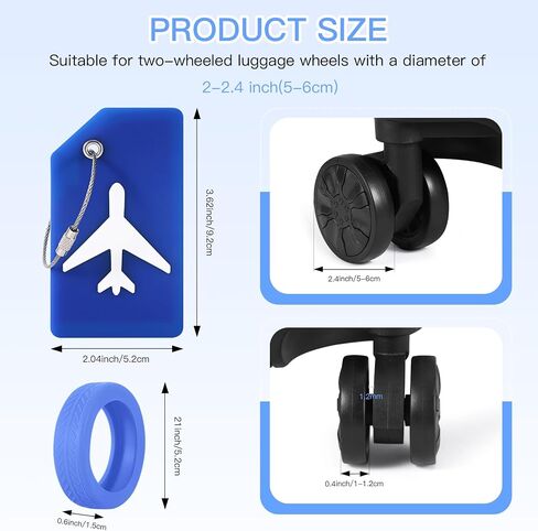 2 Pcs Silicone Luggage Tag for Suitcases with Stainless Loop, 8 Pcs Luggage Wheel Covers, Wear-Resistant, Anti-Noise, Silicone Luggage Wheel Protective Covers for 2-2.4" Spinner Wheel. (Yellow) in Saudi Arabia