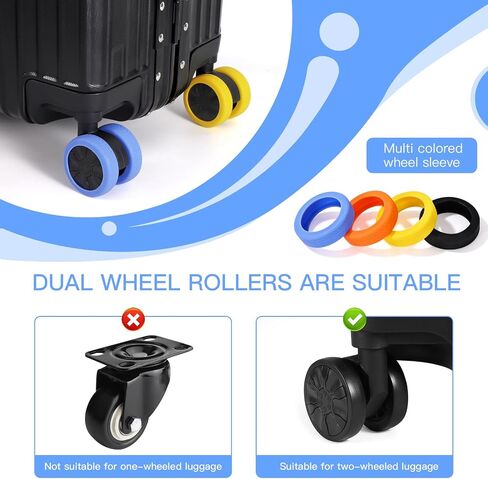 2 Pcs Silicone Luggage Tag for Suitcases with Stainless Loop, 8 Pcs Luggage Wheel Covers, Wear-Resistant, Anti-Noise, Silicone Luggage Wheel Protective Covers for 2-2.4" Spinner Wheel. (Yellow) in Saudi Arabia