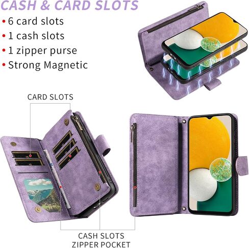 Asuwish Phone Case for Samsung Galaxy A13 5G Zipper Wallet Cell Cover with Screen Protector Crossbody Lanyard Strap Flip Card Holder Slot A04S M13 G5 A 13 2022 13A A135G SM A136U Women Rosegold in Kuwait