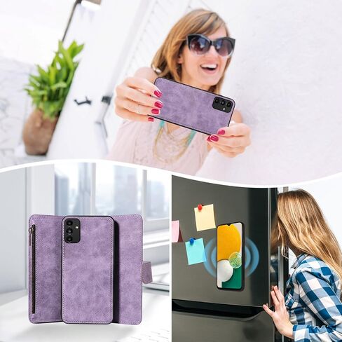 Asuwish Phone Case for Samsung Galaxy A13 5G Zipper Wallet Cell Cover with Screen Protector Crossbody Lanyard Strap Flip Card Holder Slot A04S M13 G5 A 13 2022 13A A135G SM A136U Women Rosegold in Kuwait