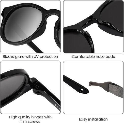 HECCEI Baby Sunglasses with Strap - UV Protection Pebble Sunglasses, Polarized, Bendable, For Newborns 0-24 Months in Saudi Arabia