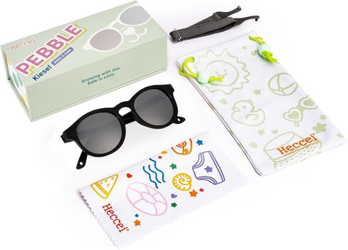 HECCEI Baby Sunglasses with Strap - UV Protection Pebble Sunglasses, Polarized, Bendable, For Newborns 0-24 Months in Saudi Arabia
